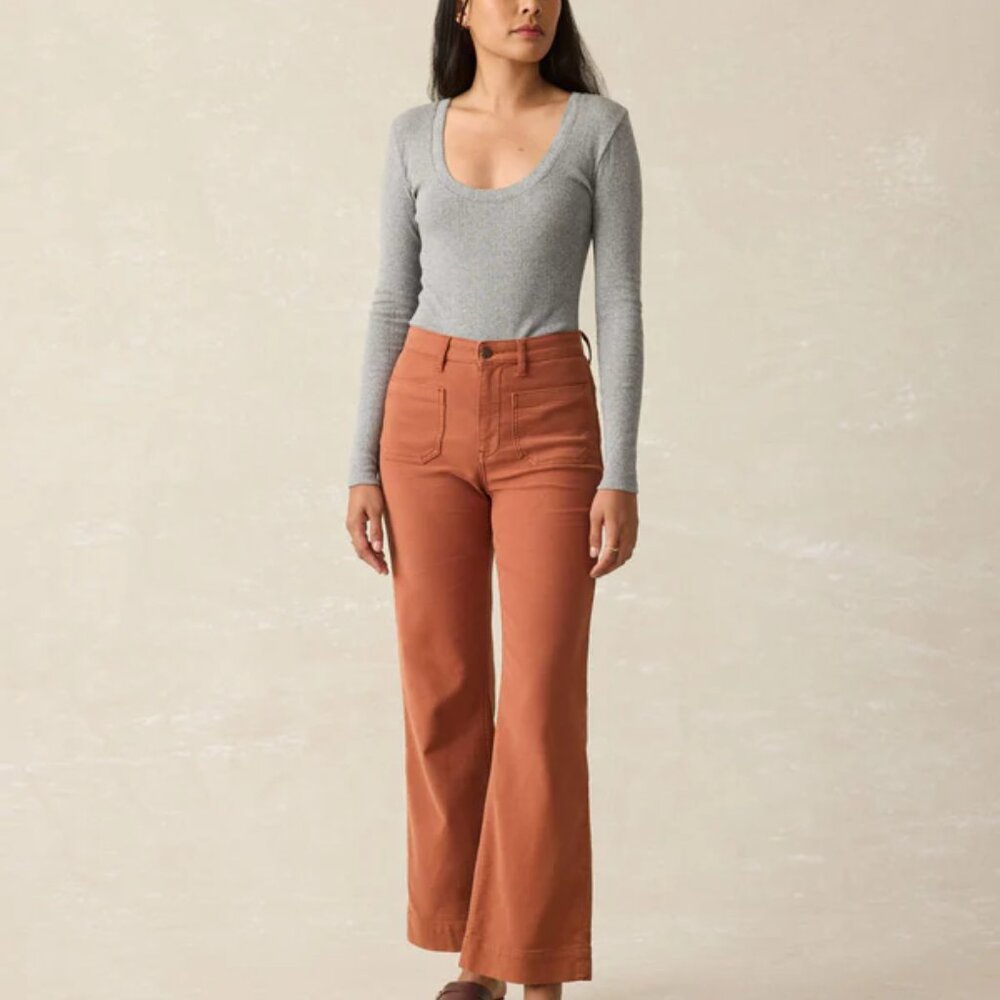 Faherty Pacific Pointelle Scoop Neck - Stonehill Heather